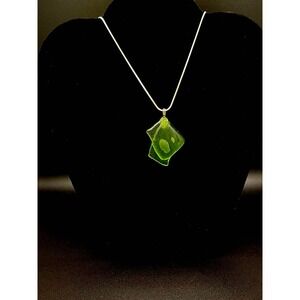 Uranium Glass Pendant Glowing Lime Green UV Reactive Recycled Oddity Collector